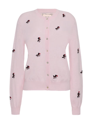 Horse Motif 100% Cashmere Classic Cardigan