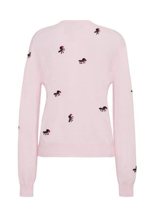 Horse Motif 100% Cashmere Classic Cardigan
