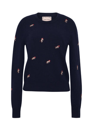 Horse Motif 100% Cashmere Crewneck