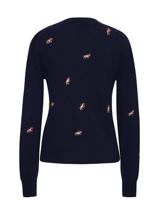 Horse Motif 100% Cashmere Crewneck