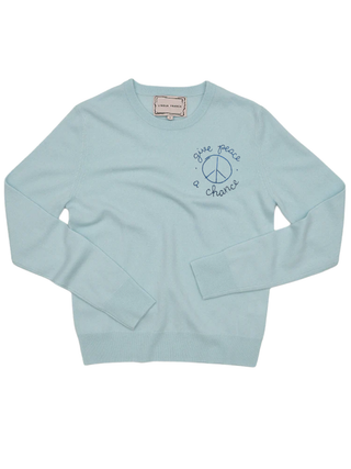 "give peace a chance" Women's Crewneck Cashmere Core LINGUA FRANCA NYC Seafoam XS