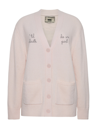 "'til death do us part" Cluny Cardigan Cashmere Core LINGUA FRANCA NYC Pale Pink XS
