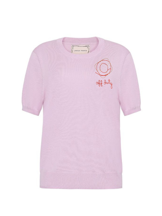 "off duty" Silk Cashmere Short Sleeve Crewneck