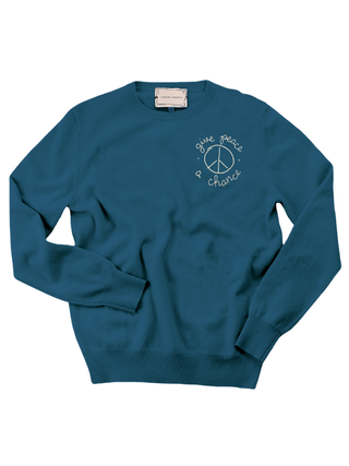"give peace a chance" Women's Crewneck Cashmere Core LINGUA FRANCA NYC
