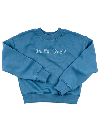 "we the people" Constitution Edition Kids' Sweatshirt Sweatshirt LINGUA FRANCA NYC Vintage Blue 2T