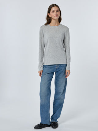Custom Mara Cotton Crewneck Cotton Silk Core LINGUA FRANCA NYC smoke