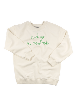 "meet me in montauk" Kids' Sweatshirt  Lingua Franca NYC 2T Cream 