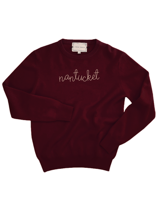 "nantucket" Crewneck Sweater Lingua Franca NYC Maroon XS 