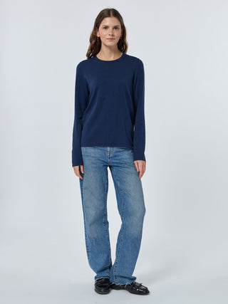 Custom Mara Cotton Crewneck Cotton Silk Core LINGUA FRANCA NYC navy