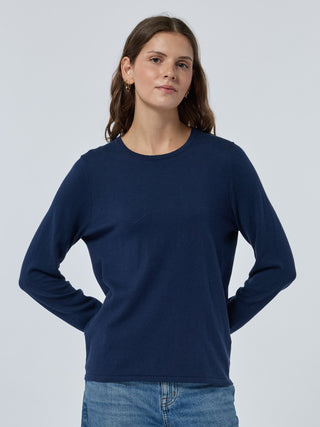 Custom Mara Cotton Crewneck Cotton Silk Core LINGUA FRANCA NYC navy