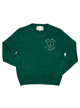 "give peace a chance" Women's Crewneck Cashmere Core LINGUA FRANCA NYC