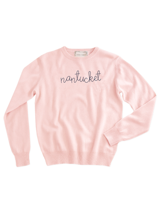 "nantucket" Crewneck Sweater Lingua Franca NYC Pale Pink XS 