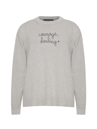 "courage, darling" Maxine Sweater Cotton Cashmere Core LINGUA FRANCA NYC Smoke XS