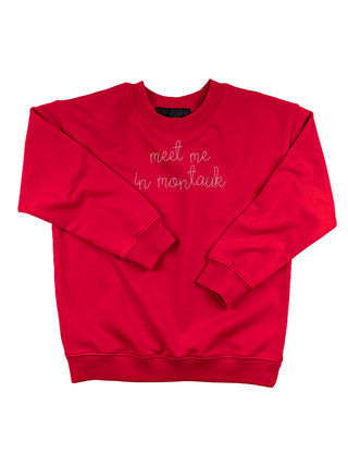 "meet me in montauk" Kids' Sweatshirt  Lingua Franca NYC 2T Red 