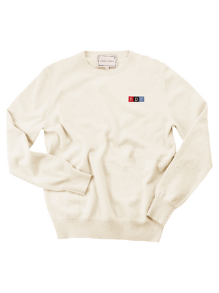 "npr block logo" Women's Crewneck Cashmere Core LINGUA FRANCA NYC Cream XS