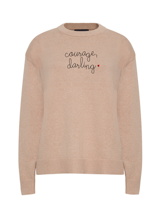 "courage, darling" Maxine Sweater Cotton Cashmere Core LINGUA FRANCA NYC Oatmeal XS