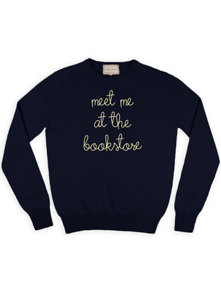 "meet me at the bookstore" Crewneck  Lingua Franca NYC Navy XS 