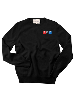 "npr block logo" Men's Crewneck Cashmere Core LINGUA FRANCA NYC Black XS