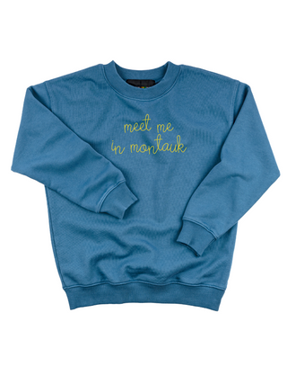 "meet me in montauk" Kids' Sweatshirt  Lingua Franca NYC 2T Vintage Blue 