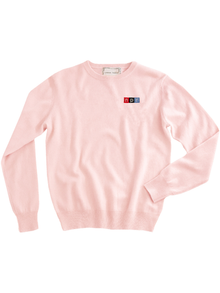 "npr block logo" Women's Crewneck Cashmere Core LINGUA FRANCA NYC Pale Pink XS