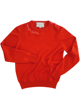 "courage, darling" Women's Crewneck Cashmere Core LINGUA FRANCA NYC Red XS