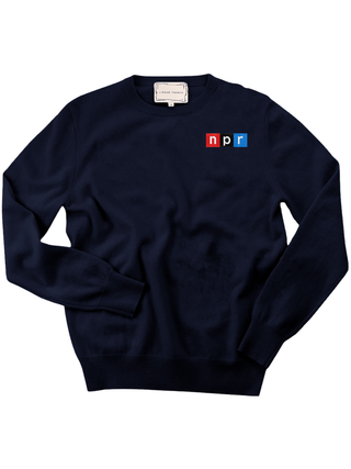 "npr block logo" Men's Crewneck Cashmere Core LINGUA FRANCA NYC Navy XS
