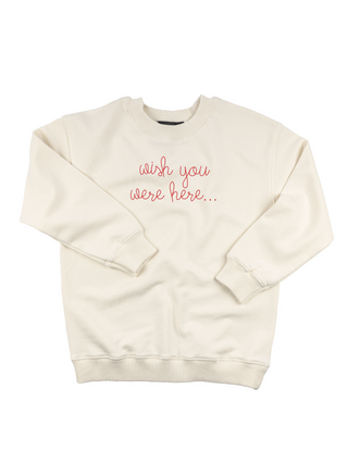 "wish you were here..." Kids' Sweatshirt  Lingua Franca NYC 2T Cream 