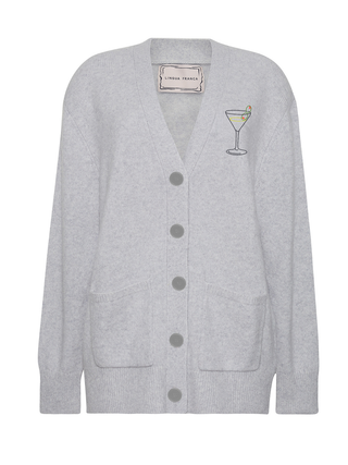 "olive martini" Cluny Cardigan Cashmere Core LINGUA FRANCA NYC Smoke XS