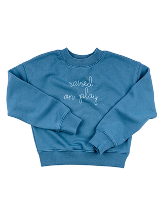 "raised on play" Kids' Sweatshirt