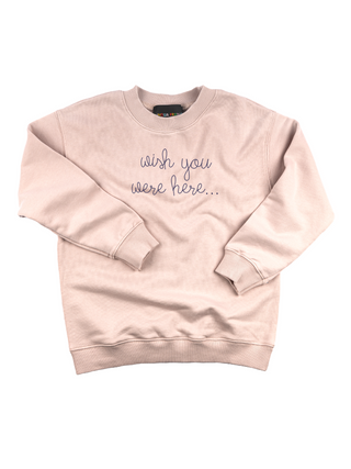 "wish you were here..." Kids' Sweatshirt  Lingua Franca NYC 2T Light Pink 