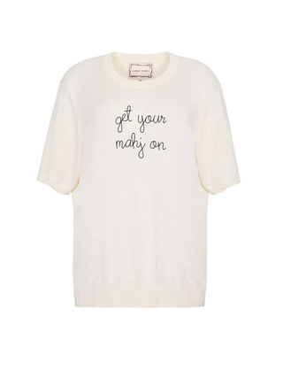 "get your mahj on" Silk Cashmere Short Sleeve Crewneck