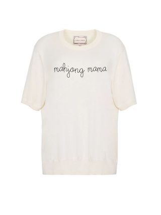 "mahjong mama" Silk Cashmere Short Sleeve Crewneck
