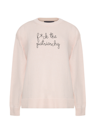"f*ck the Patriarchy" Maxine Sweater Cotton Cashmere Core LINGUA FRANCA NYC Pale Pink XS