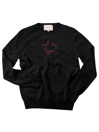 "not my type" Women's Crewneck Cashmere Core LINGUA FRANCA NYC Black XS