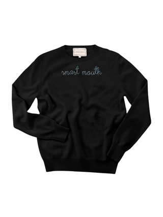 "smart mouth" Women's Crewneck Cashmere Core LINGUA FRANCA NYC Black XS