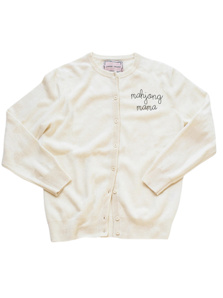 "mahjong mama" Cardigan Cashmere Core LINGUA FRANCA NYC Cream XS