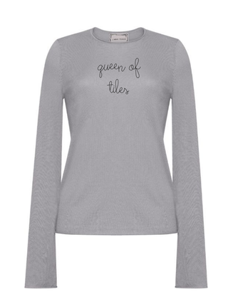 "queen of tiles" Silk Cashmere Crewneck