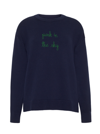 "park in the sky" Maxine Sweater Cotton Cashmere Core LINGUA FRANCA NYC Navy XS