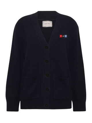 "npr block logo" Cluny Cardigan Wool Core LINGUA FRANCA NYC Navy XS