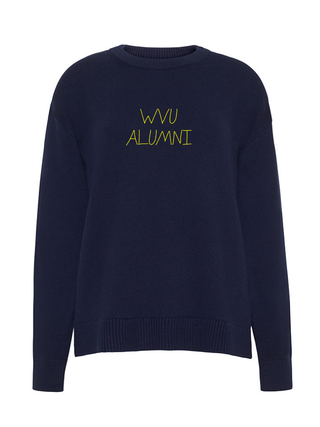 "school spirit" Custom Maxine Sweater Cotton Cashmere Core LINGUA FRANCA NYC Navy XS