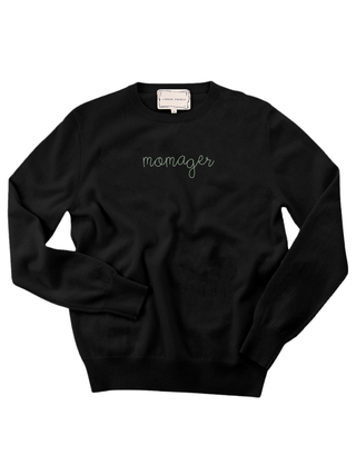 "momager" Women's Crewneck Cashmere Core LINGUA FRANCA NYC Black XS