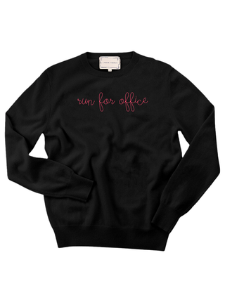 "run for office" Women's Crewneck Cashmere Core LINGUA FRANCA NYC Black XS