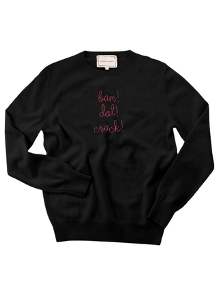 "bam! dot! crack!" Women's Crewneck Cashmere Core LINGUA FRANCA NYC Black XS