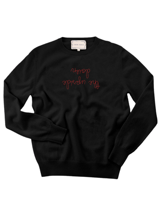 "the upside down" Women's Crewneck Cashmere Core LINGUA FRANCA NYC Black XS