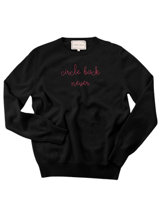 "circle back never" Women's Crewneck Cashmere Core LINGUA FRANCA NYC Black XS