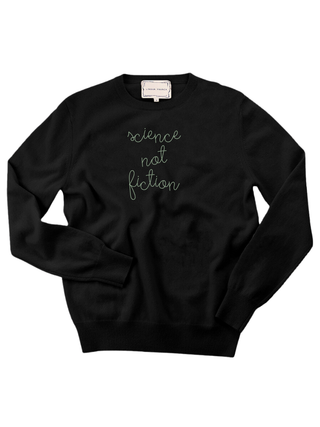 "science not fiction" Women's Crewneck Cashmere Core LINGUA FRANCA NYC Black XS