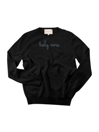 "holy mess" Women's Crewneck Cashmere Core LINGUA FRANCA NYC Black XS