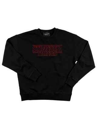 "stranger things logo" Women's Sweatshirt Sweatshirt LINGUA FRANCA NYC Black XS
