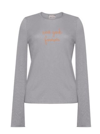 "new york forever" Silk Cashmere Crewneck
