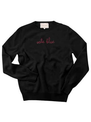"vote blue" Men's Crewneck Cashmere Core LINGUA FRANCA NYC Black XS